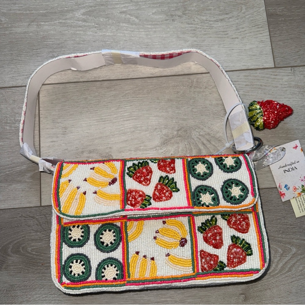 Beaded Fruit Patchwork Shoulder Bag - Multicolor … - image 1